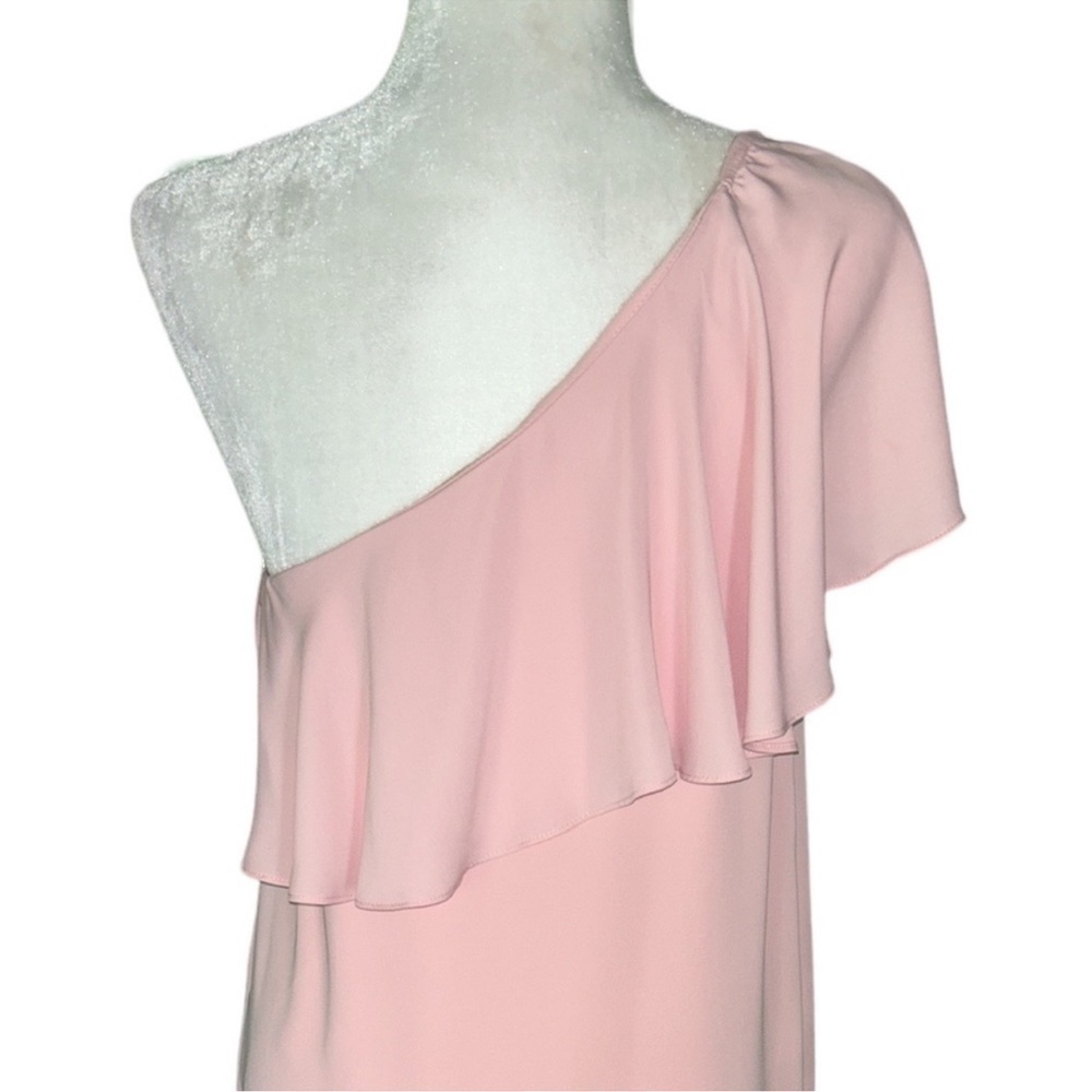 Amanda Uprichard Zoe Dress One Shoulder Ruffle Mini Length Pink Size Small - Picture 8 of 12